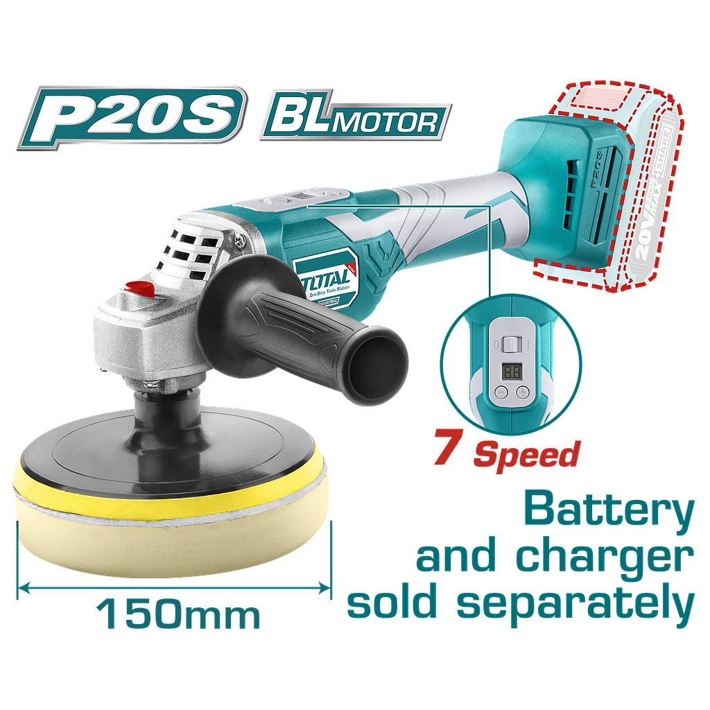 TOTAL - TAPLI2001 - Ponceuse Polisseuse 20V  - 7 vitesses