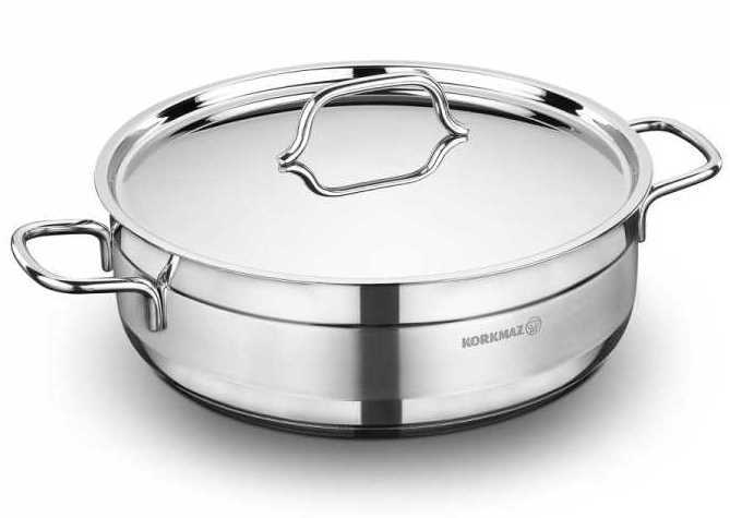 A1024 - Cocotte basse en fonte Alfa 26x8 cm / 4,2 l. inox
