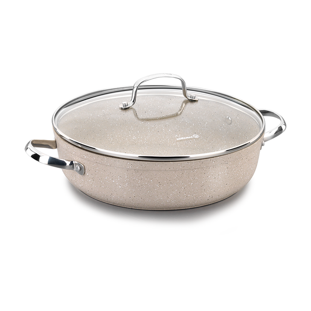 A1263 - Cocotte en fonte basse Induction 26x7cm / 3,5l. Granita Alu.