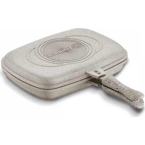 A1469-1- Poêle à Griller Duplo Douple Alu. 34x25x8cm Beige
